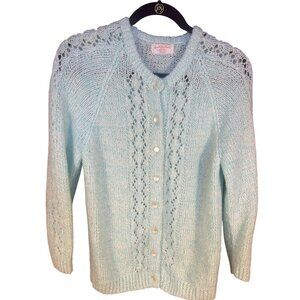 VTG Handmade  M (est) Cardigan Mint Green Button Front Cottage Core